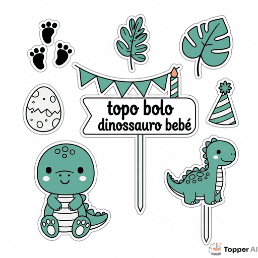 Topo de Bolo Dinossauro Bebê