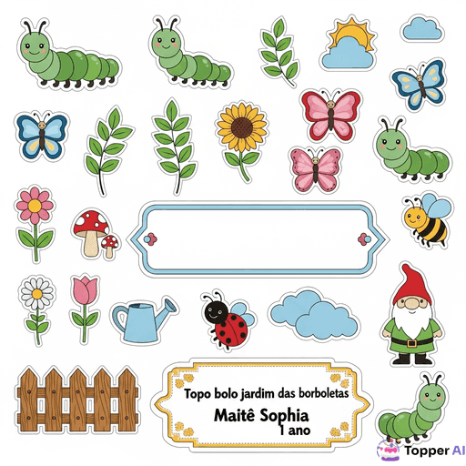 Topo de Bolo Jardim Encantado