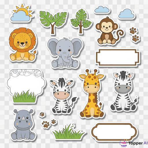 Topo de Bolo Safari Baby Fofo