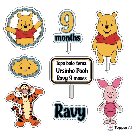 Topo de bolo tema ursinho
