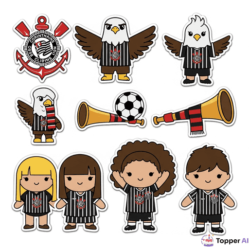 Topo de Bolo Temático: Futebol - Corinthians