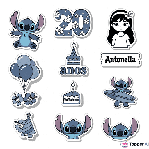 Topo de Bolo Temático Stitch