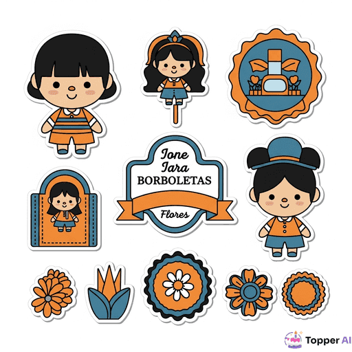 Topper de Bolo Borboletas e Flores