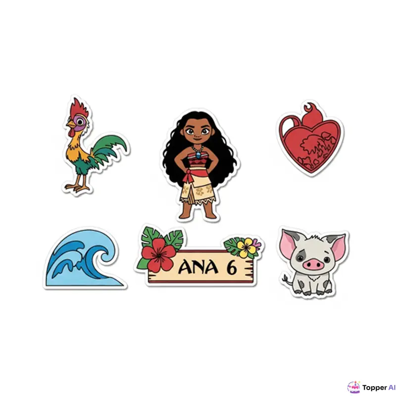 Topo de Bolo Moana para Aniversário