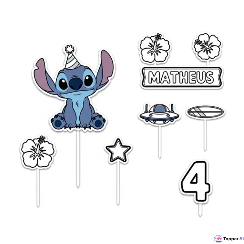 Topo de Bolo Stitch para Aniversário