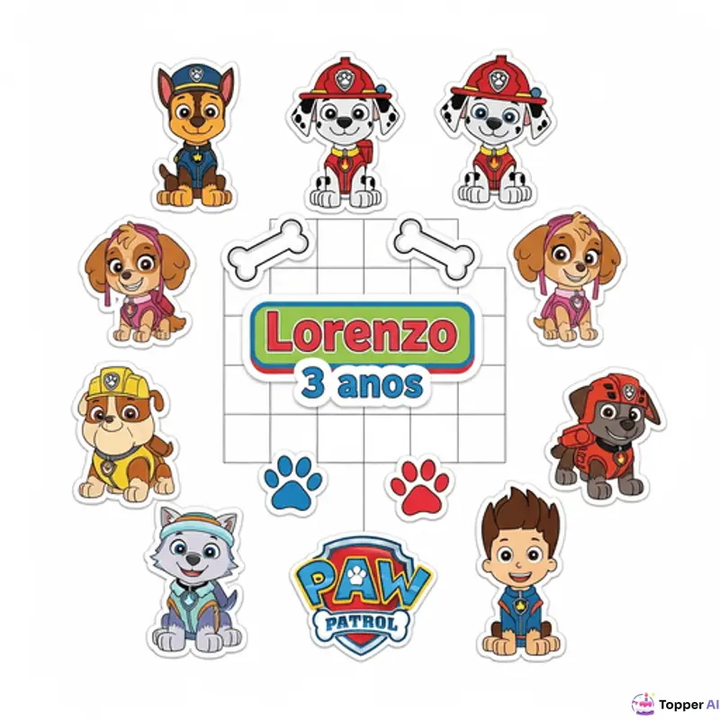 Topo de Bolo Patrulha Canina Genérico