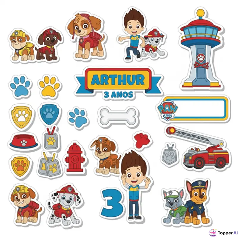 Topo de Bolo Patrulha Canina Temático