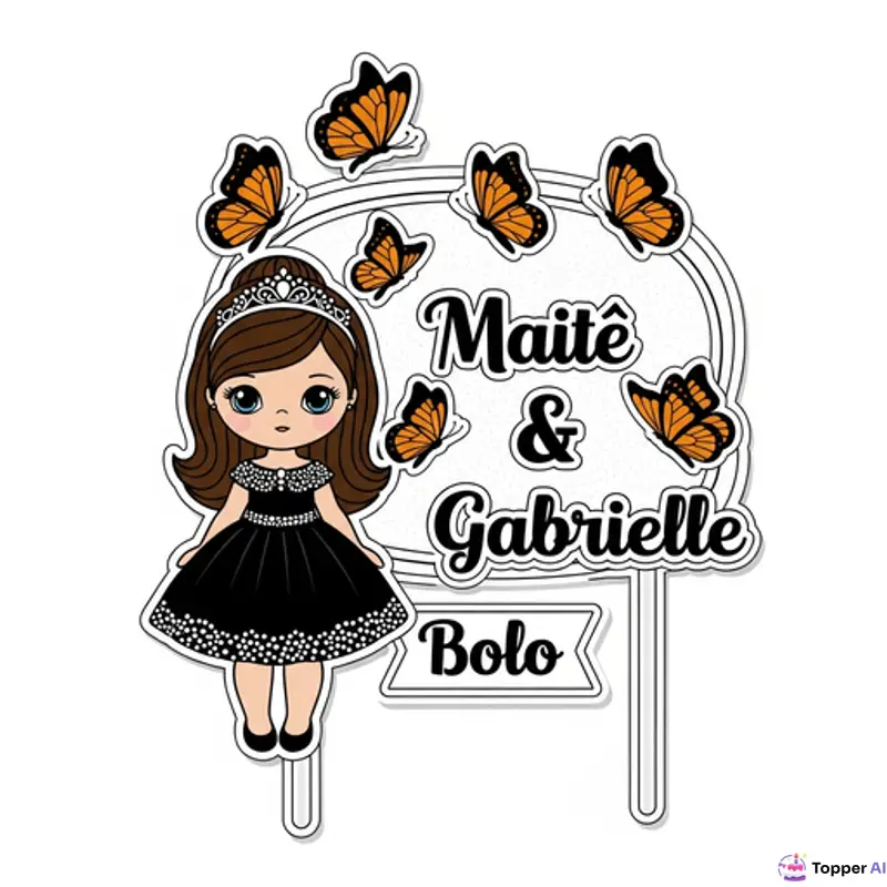 Topo de Bolo Delicado com Borboletas