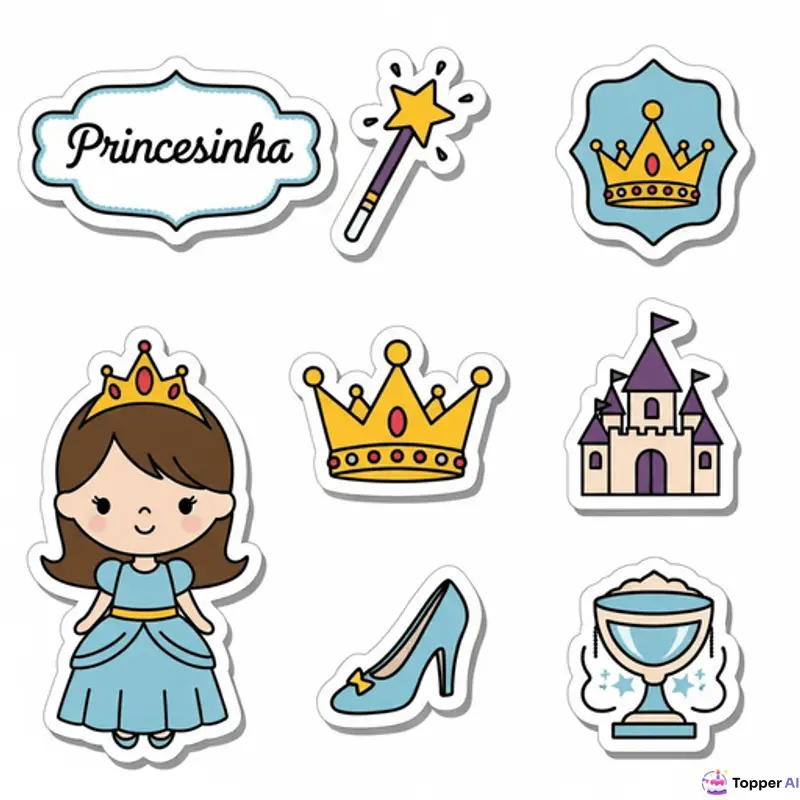 Topo de Bolo Temático de Princesas
